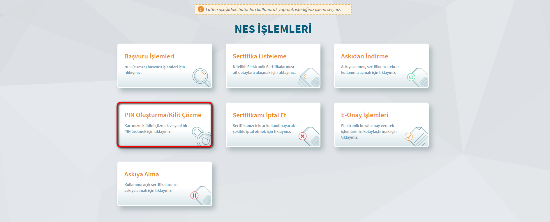 6. Adım - PIN Oluşturma