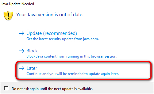 Java Update Uyarısı